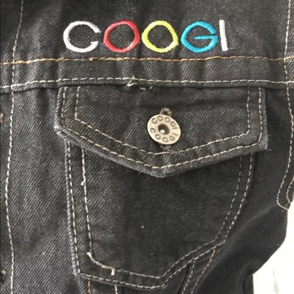 Coogi Womens Logo Black Denim Jean Jacket Vest 12 - Picture 4 of 8